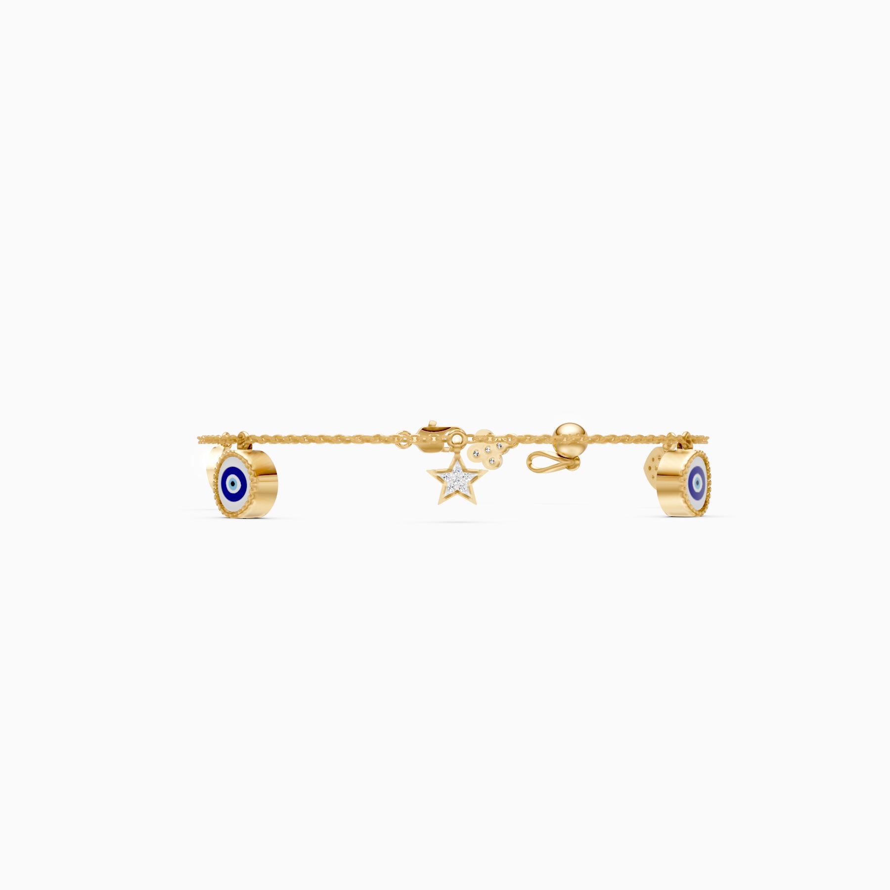 Evil Eye & Heart Charm Lab Grown Diamond Bracelet